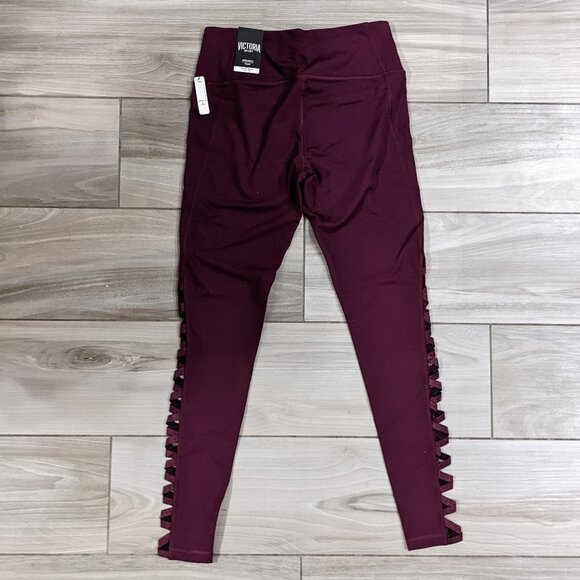 Victoria Secret Sport Knockout Criss Cross Wine Colored Leggings - Picture 5 of 7
